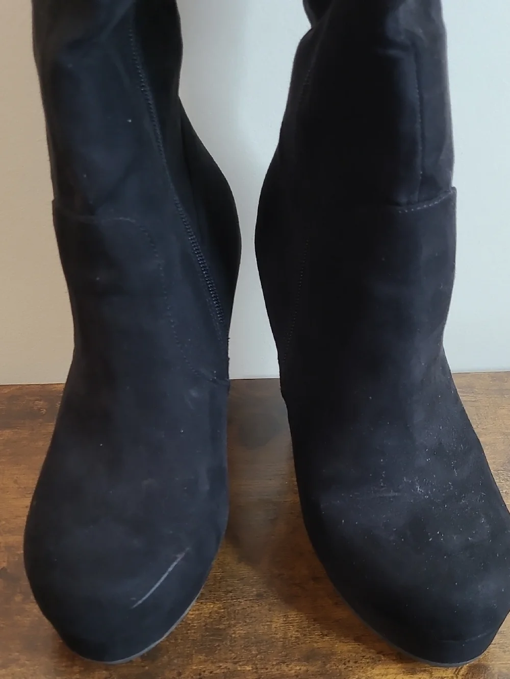 Torrid Black Faux Leather Over-the-Knee Lace-Up Platform Boots size 9WW